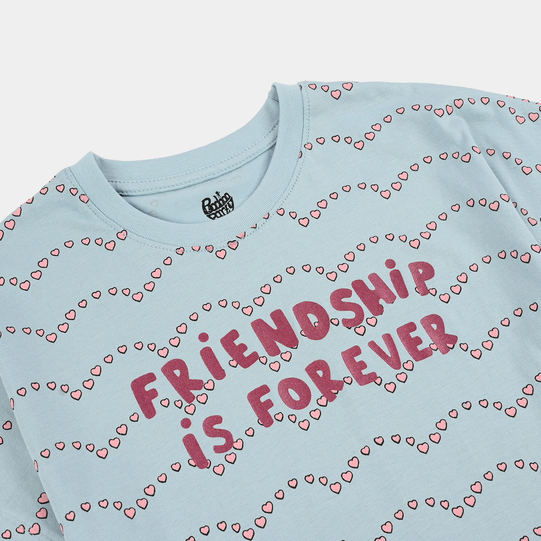 Girls Jersey/Terry T-Shirt (Friendship) - Blue
