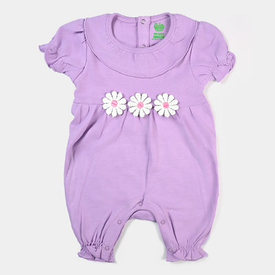 Infant Girls Cotton Interlock Knitted Romper Three Flowers-O.Bloom