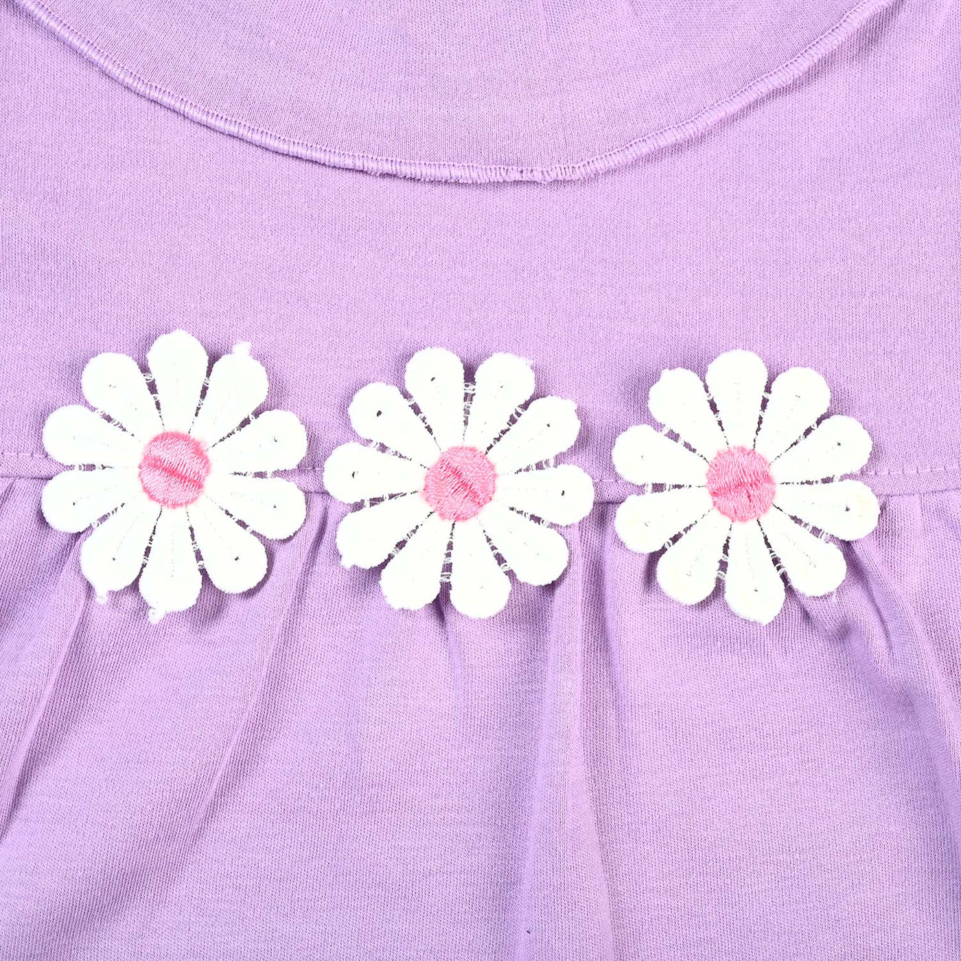 Infant Girls Cotton Interlock Knitted Romper Three Flowers-O.Bloom