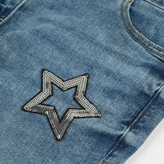 Girls Denim Pant Star-LIGHT BLUE