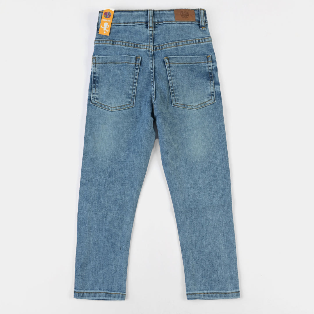 Girls Denim Pant Cute Cactus-LIGHT BLUE