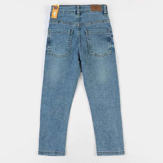 Girls Denim Pant Cute Cactus-LIGHT BLUE
