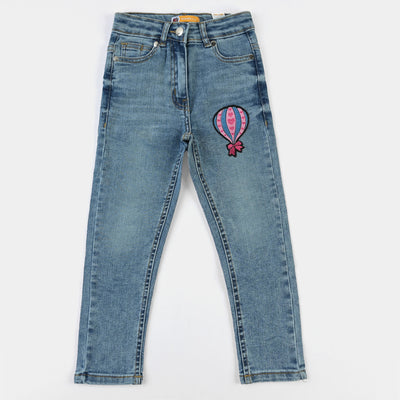 Girls Denim Pant Parachute-LIGHT BLUE