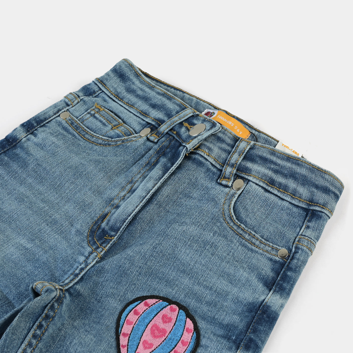 Girls Denim Pant Parachute-LIGHT BLUE