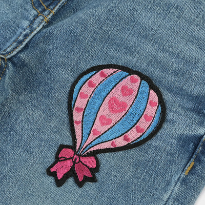 Girls Denim Pant Parachute-LIGHT BLUE