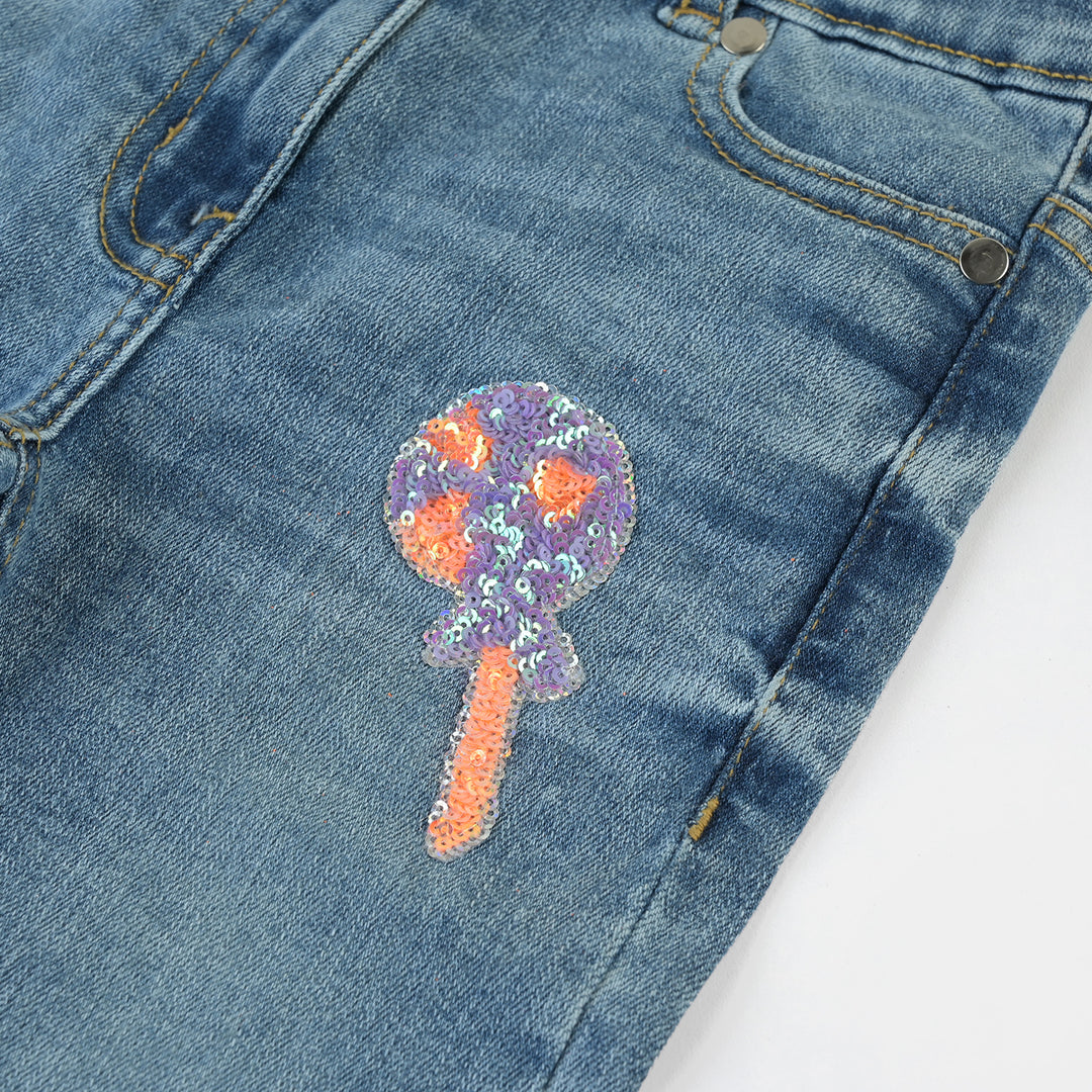 Girls Denim Pant lollipop-LIGHT BLUE