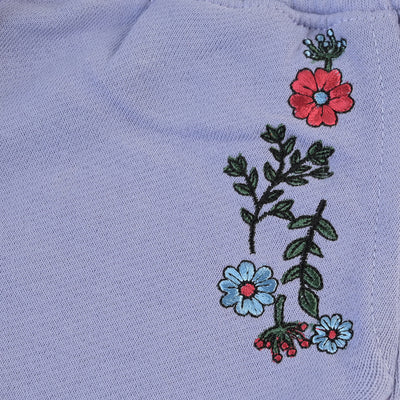 Girls Fleece Jersey Pyjama Flower EMB- Purple