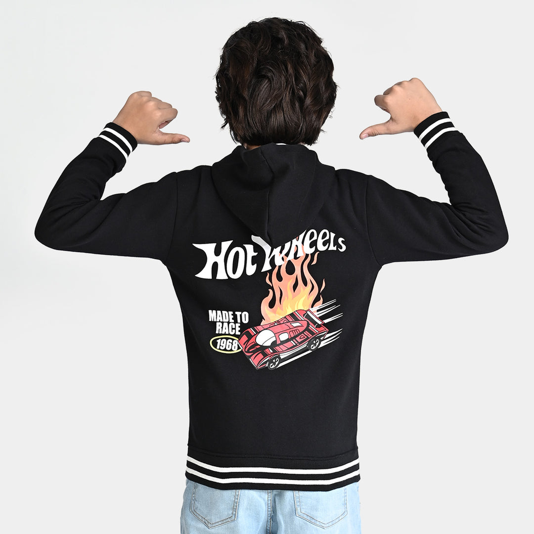 Boys Fleece Knitted Jacket Hot Wheels-Jet.Black