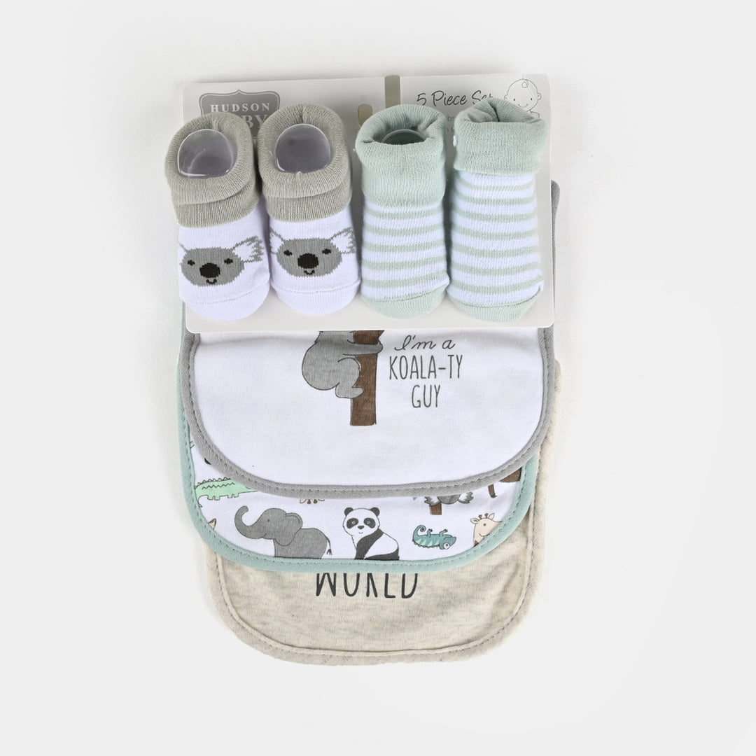 Baby Bib Set 3Pcs with 2 Pair of Socks