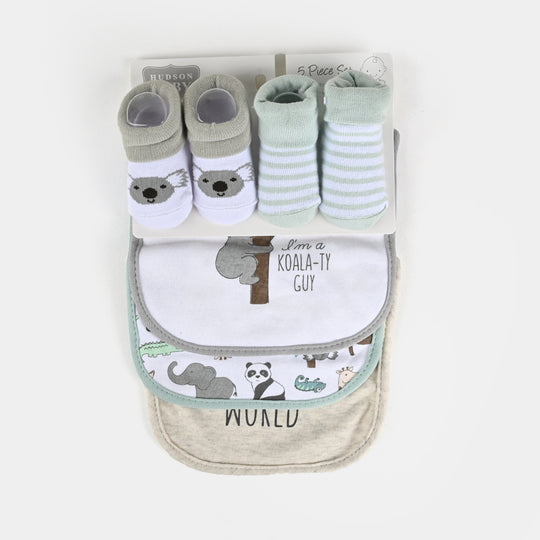 Baby Bib Set 3Pcs with 2 Pair of Socks