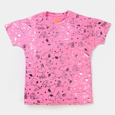 Girls Cotton Jersey T-Shirt H/S Character-C.Pink