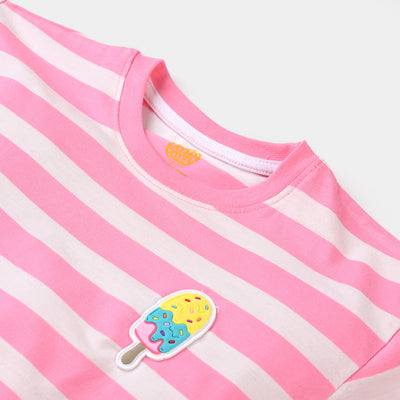 Girls PC Jersey T-Shirt H/S Ice Cream-Pink