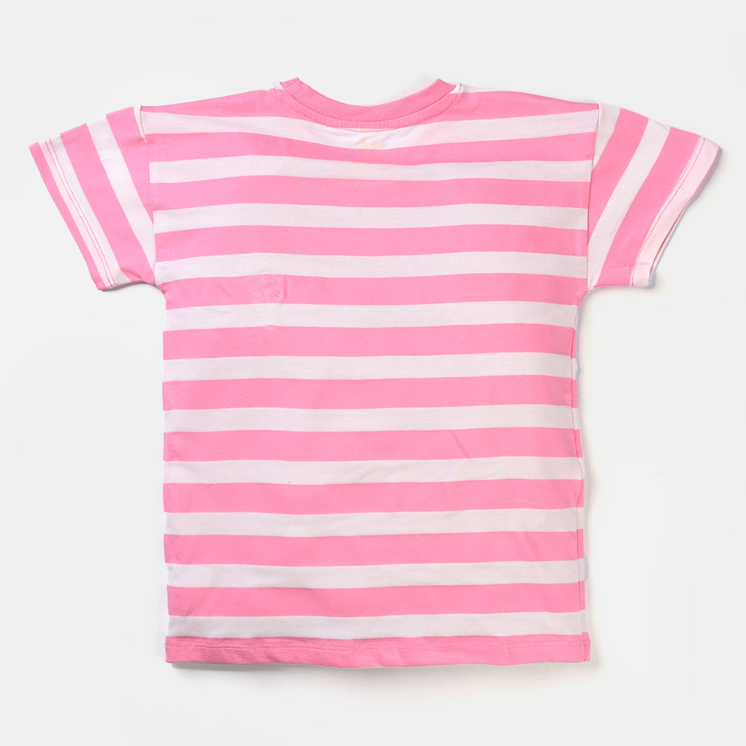 Girls Poly Cotton Jersey T-Shirt H/S Ice Cream-Pink