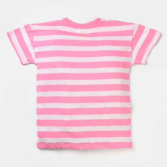 Girls Poly Cotton Jersey T-Shirt H/S Ice Cream-Pink