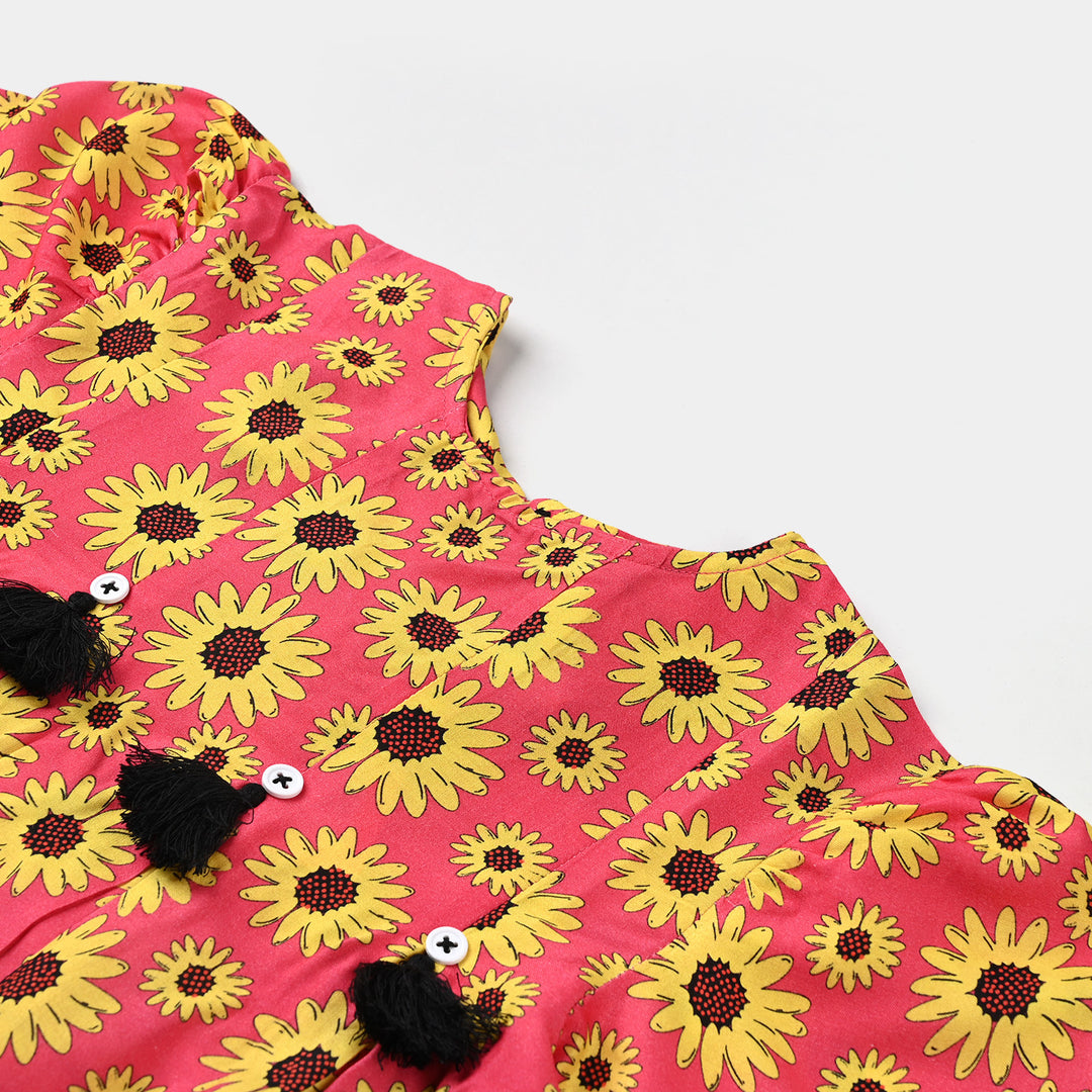 Girls Viscose Casual Top Sun Flowers-Pink