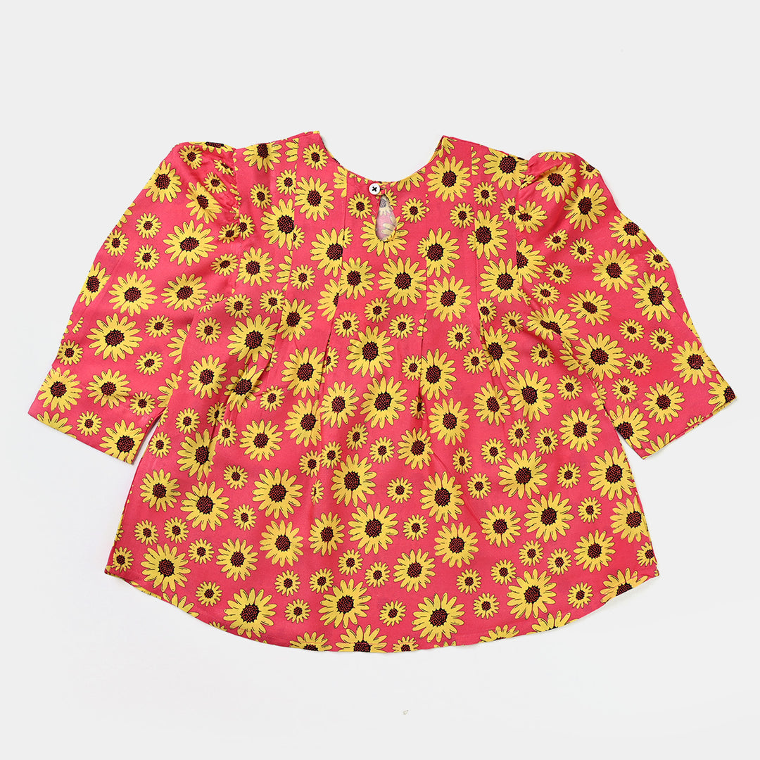 Girls Viscose Casual Top Sun Flowers-Pink