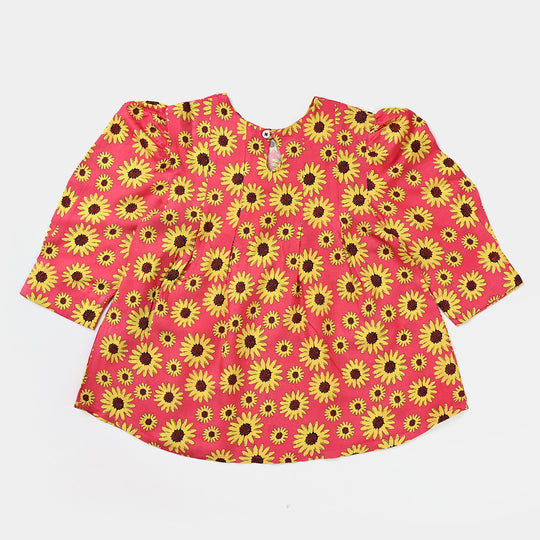 Girls Viscose Casual Top Sun Flowers-Pink