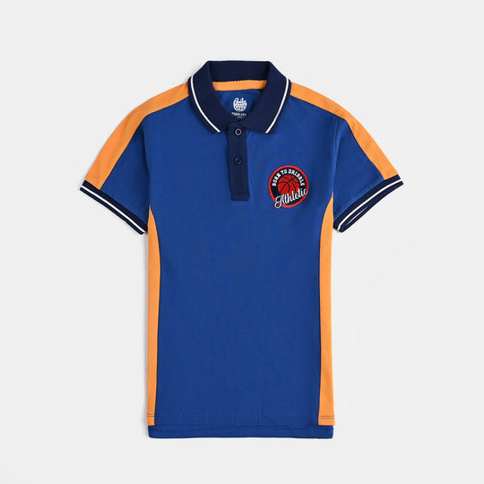 Boys Jumbo Pique Polo Athletic-C.Blue/Orange
