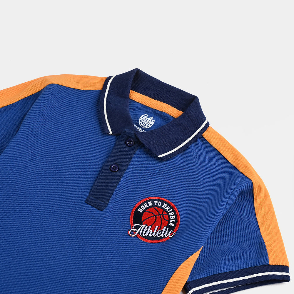 Boys Jumbo Pique Polo Athletic-C.Blue/Orange