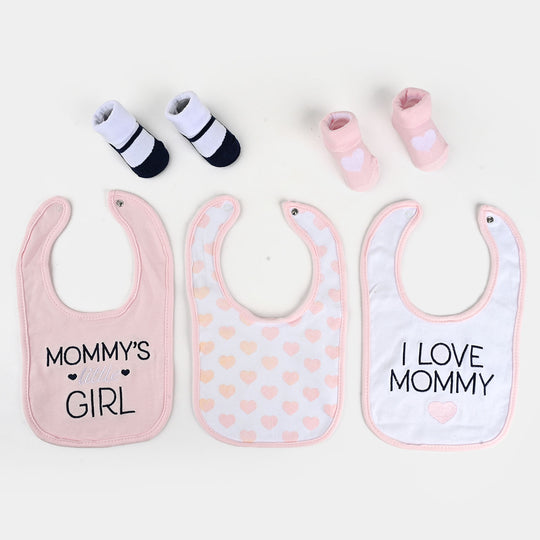 Baby Bib Set 3Pcs with 2 Pair of Socks