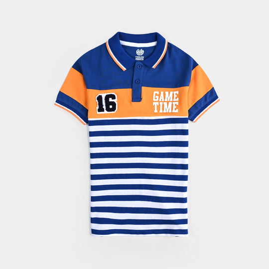 Boys Jumbo Pique Polo Game Time-Stripes