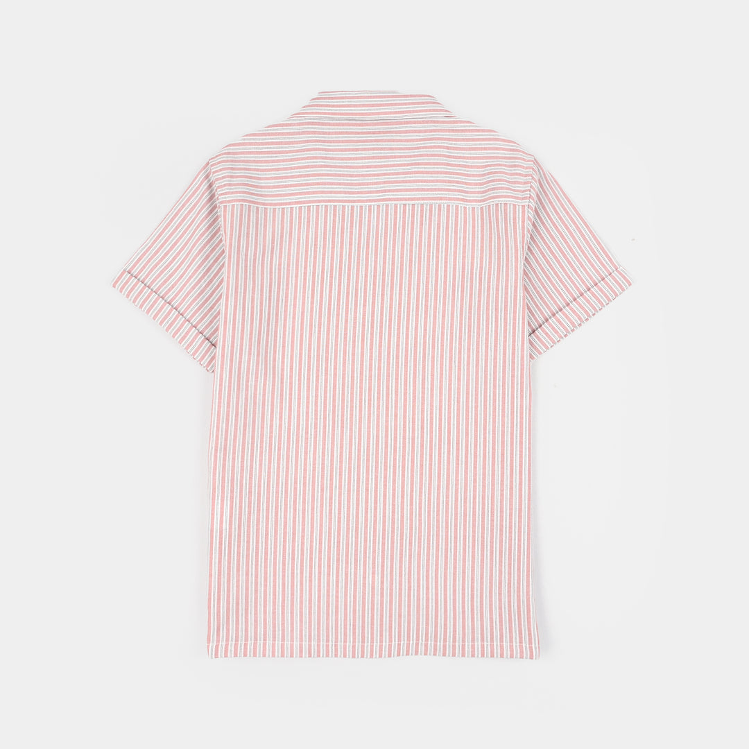Boys Yarn Dyed Shirt (Folded) - Pink