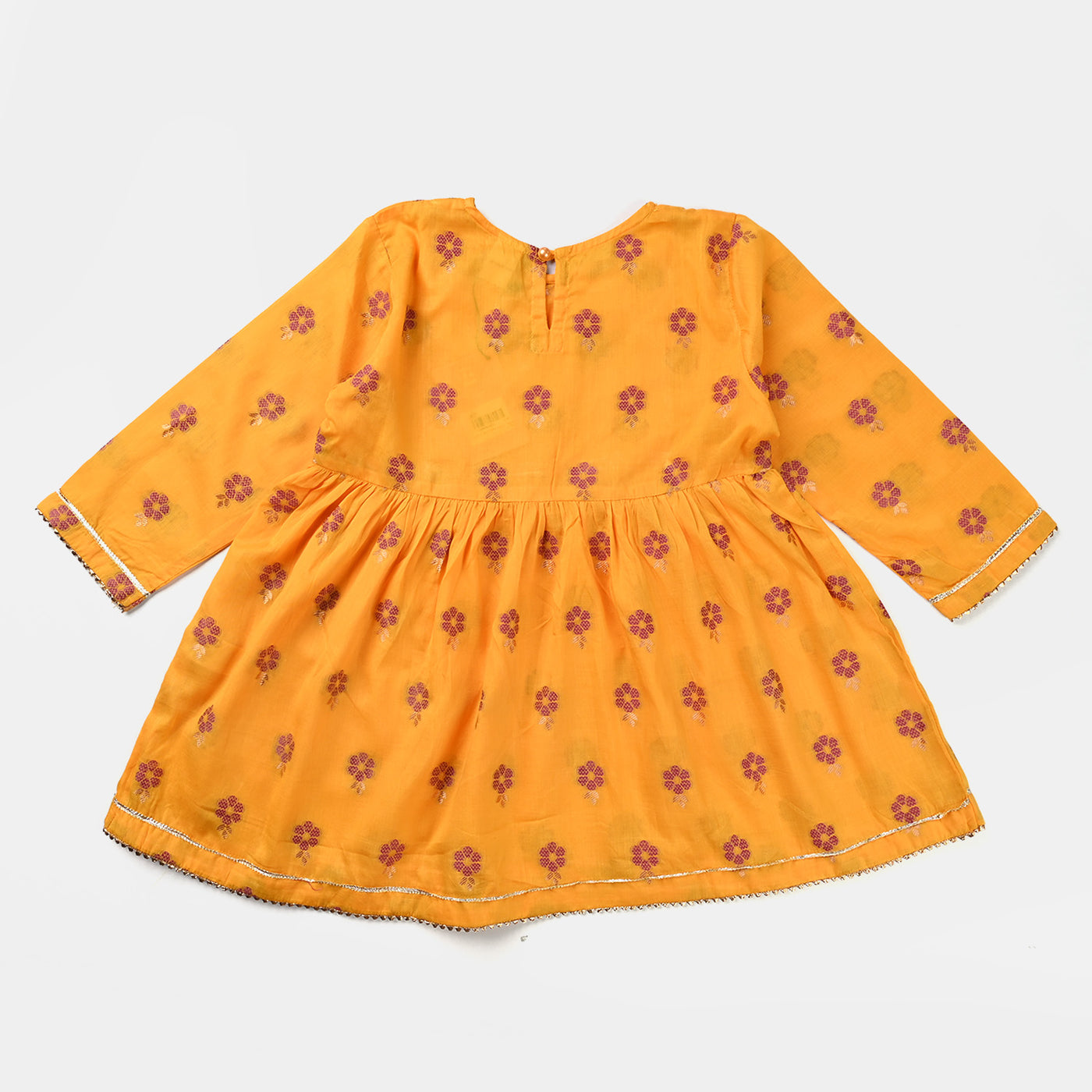 Girls Jacquard 2PCs Suit Gota Lace-Golden Rod