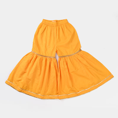 Girls Jacquard 2PCs Suit Gota Lace-Golden Rod