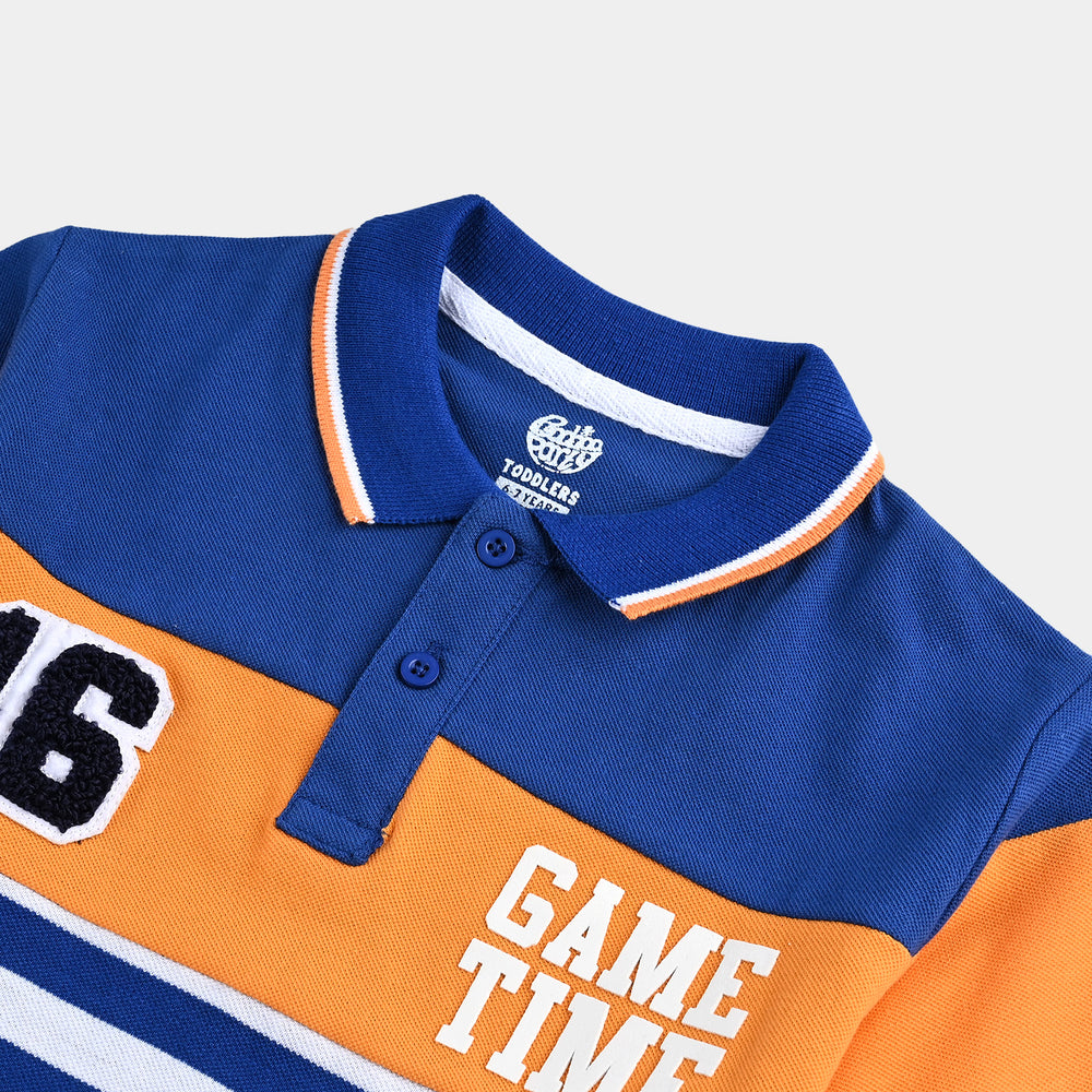 Boys Jumbo Pique Polo Game Time-Striper