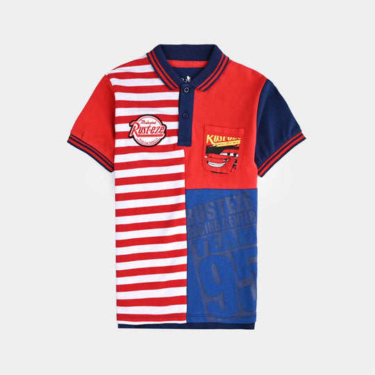Boys Jumbo Pique Polo Racing Center Team-Navy.Red