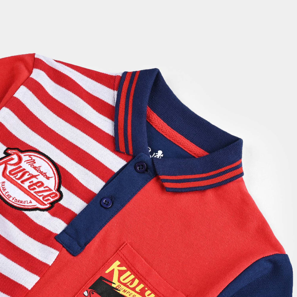 Boys Jumbo Pique Polo Racing Center Team-Navy.Red