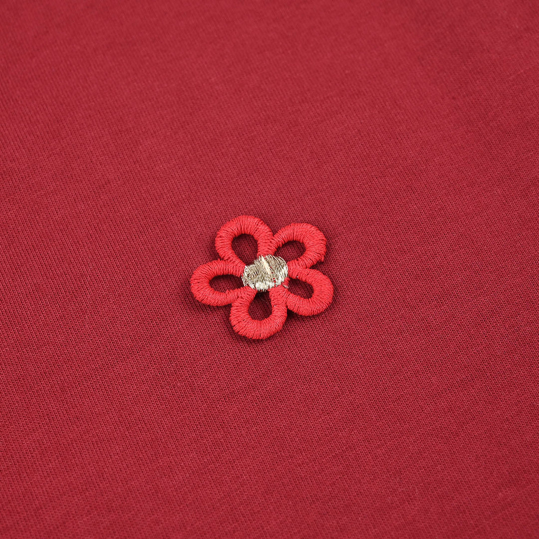 Girls Cotton Jersey T-Shirt (Flowers) - Red
