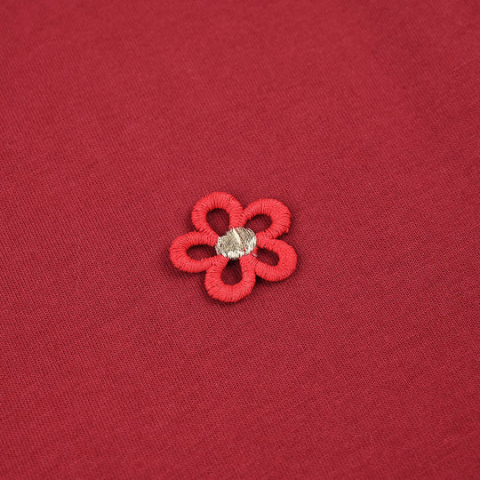Girls Cotton Jersey T-Shirt (Flowers) - Red