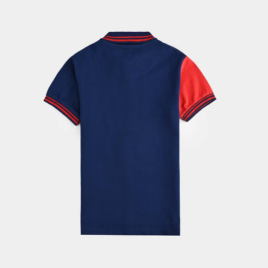 Boys Jumbo Pique Polo Racing Center Team-Navy.Red