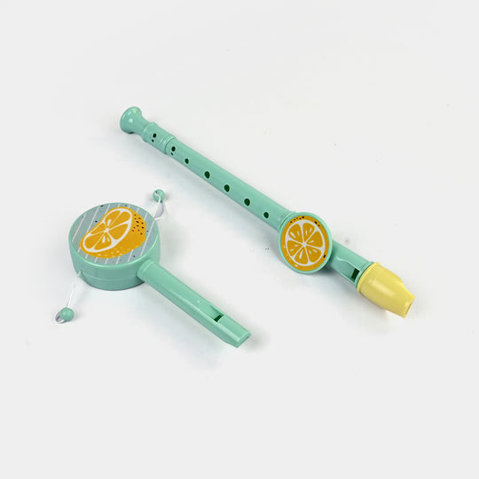 Musical Instrument Flute & Rattle Drum