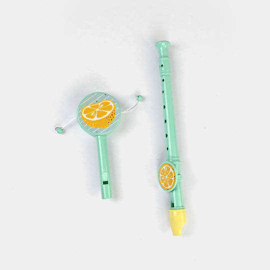 Musical Instrument Flute & Rattle Drum