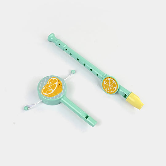 Musical Instrument Flute & Rattle Drum