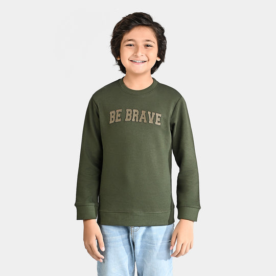 Boys Jacquard SweatShirt Be Brave-Green