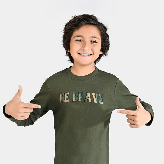 Boys Jacquard SweatShirt Be Brave-Green