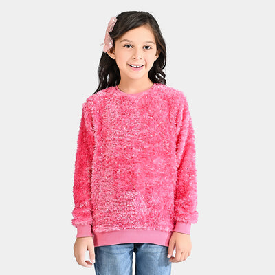 Girls Jacquard Sweatshirt Golden Polka Dots-Sachet Pink