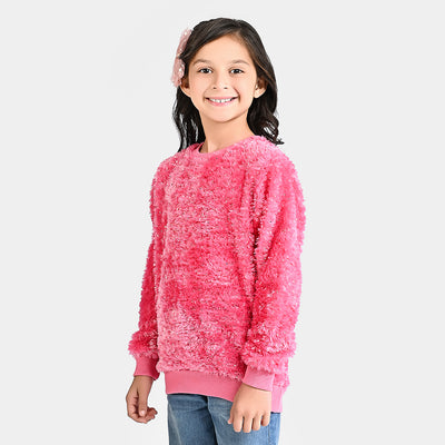 Girls Jacquard Sweatshirt Golden Polka Dots-Sachet Pink