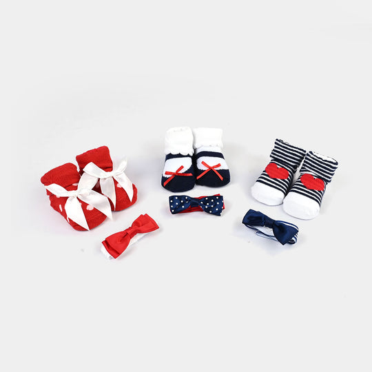 Baby Socks & Headband Pack of 3 Gift Set