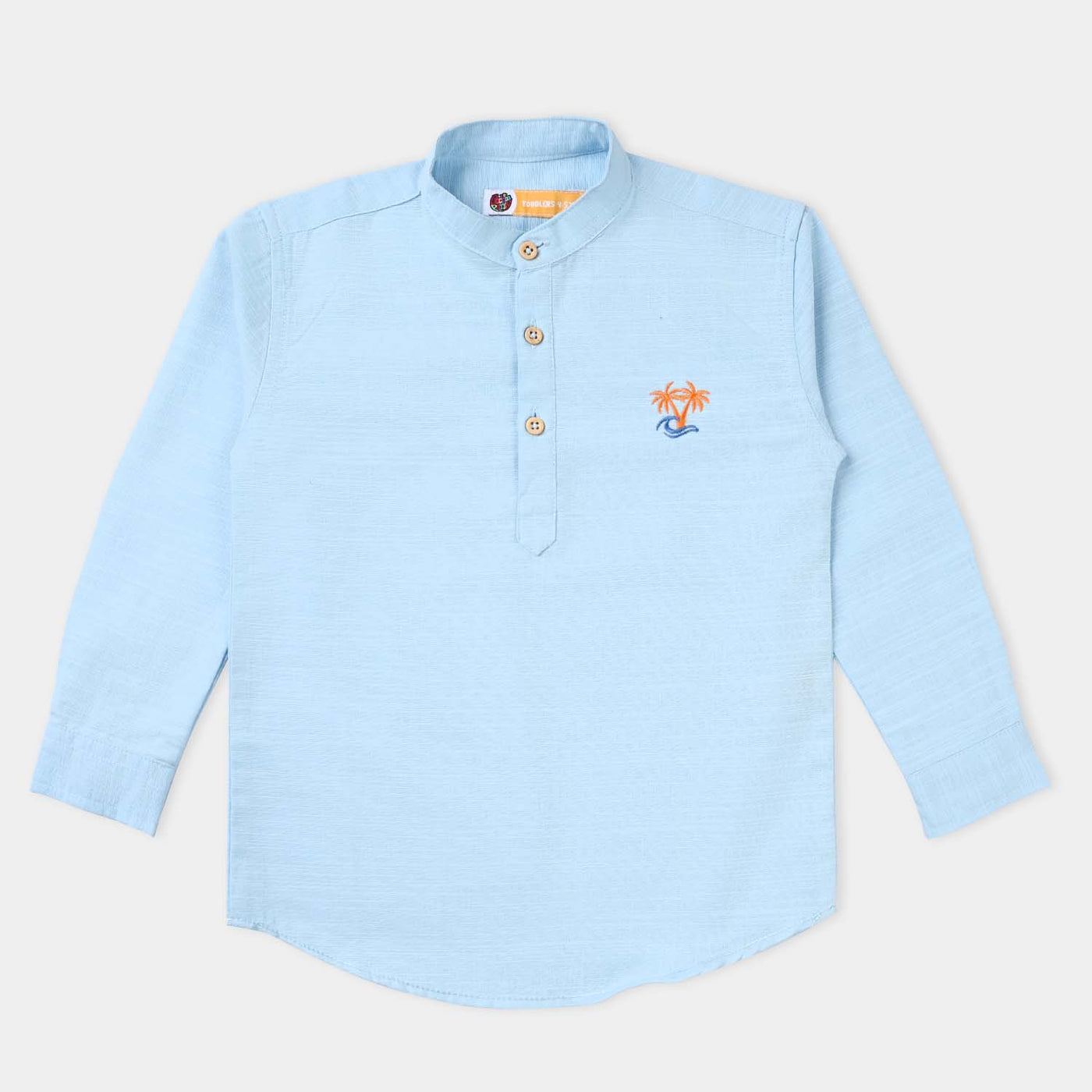 Boys Cotton Slub Casual Shirt F/S (Tunic)-L/BLUE