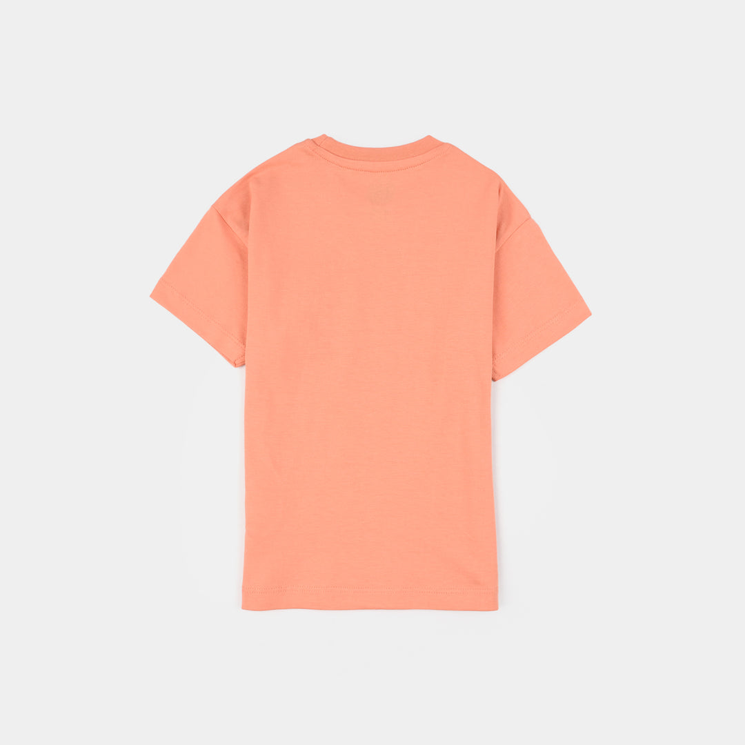 Infant Girls Cotton Jersey T-Shirt (Feeling Berry) - Peach