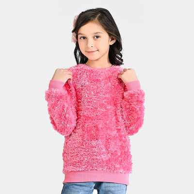 Girls Jacquard Sweatshirt Golden Polka Dots-Sachet Pink