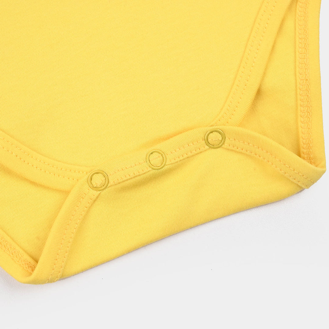 Infant Girls Cotton Interlock Basic Romper - Yellow