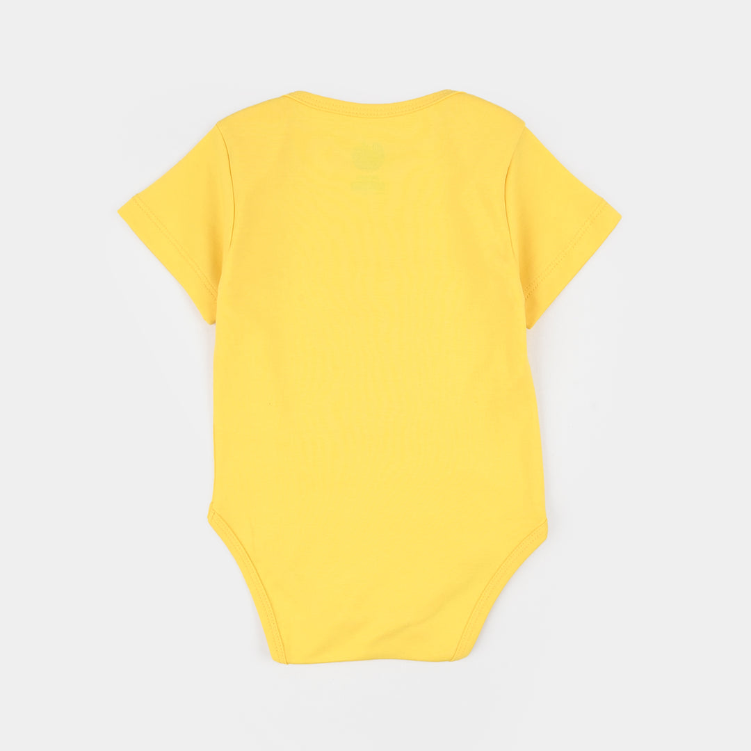 Infant Girls Cotton Interlock Basic Romper - Yellow