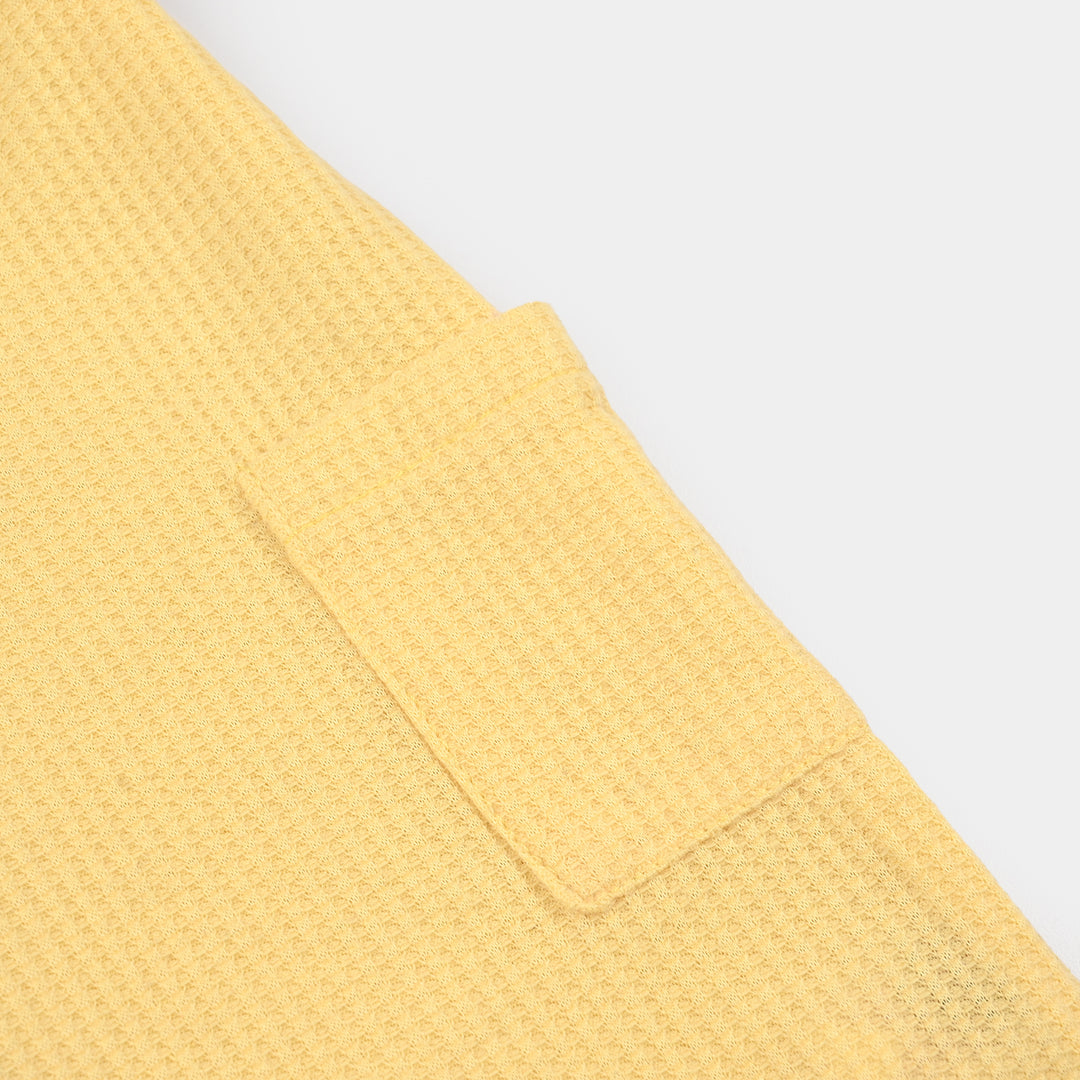 Infant Boys Waffle Thermal Romper (Skip To The Good Part) - Yellow