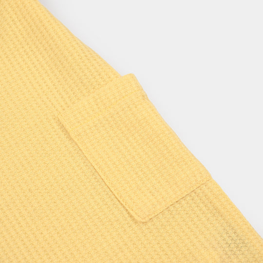 Infant Boys Waffle Thermal Romper (Skip To The Good Part) - Yellow