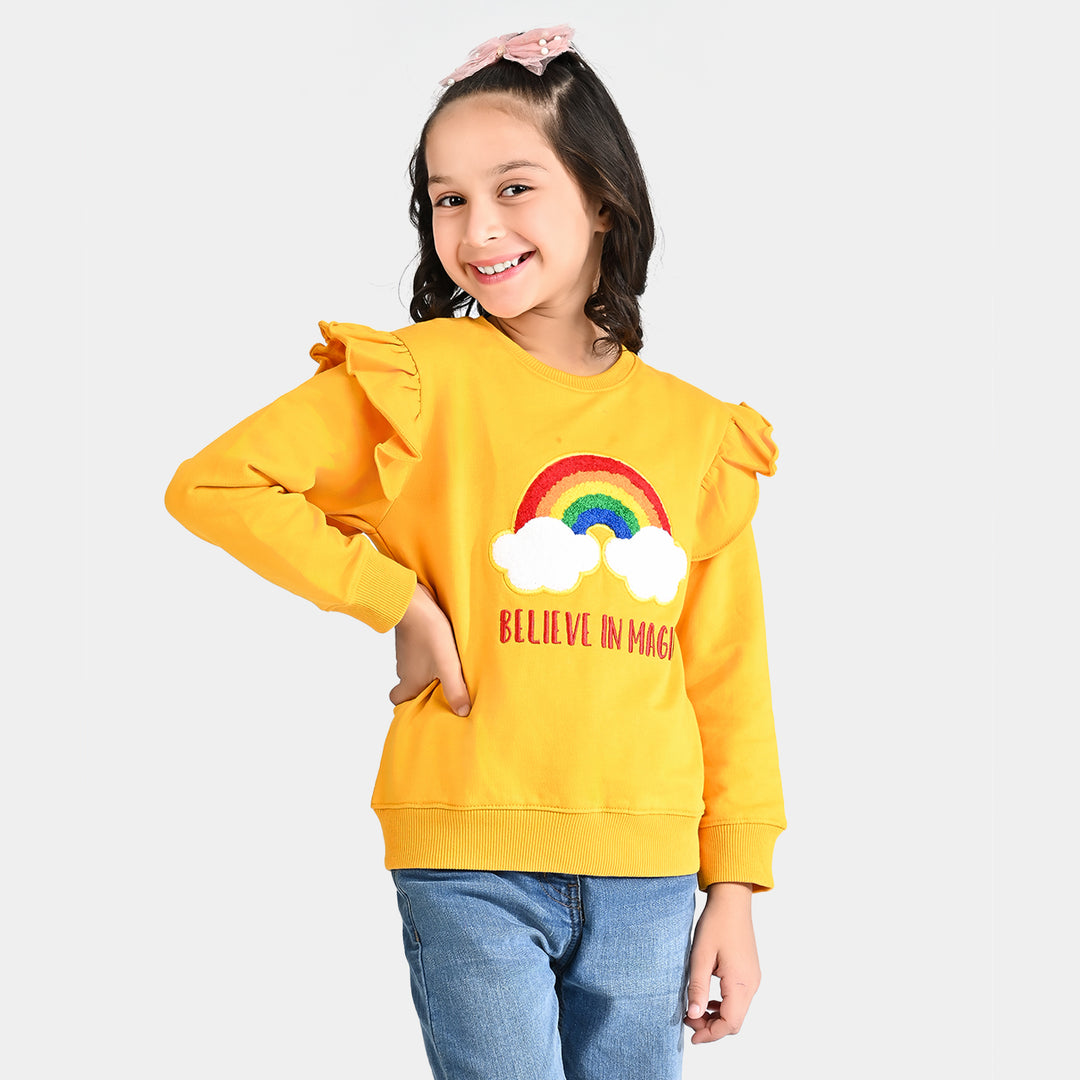 Girls Cotton Terry Sweatshirt Believe In Magic-Citrus